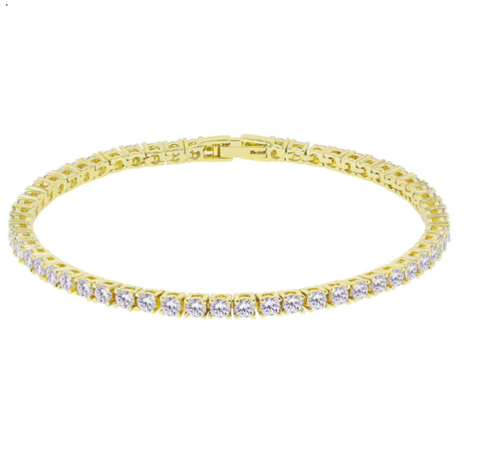 KATERIN – Pulsera Tennis Hombre/Mujer PLATA 925 con Circonitas Diamantes (oro) MADE IN ITALY 