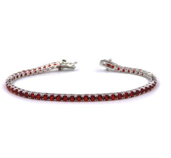 KATERIN – Pulsera Tennis en Plata 925 con Circonitas Rojas de 2,5 mm MADE IN ITALY