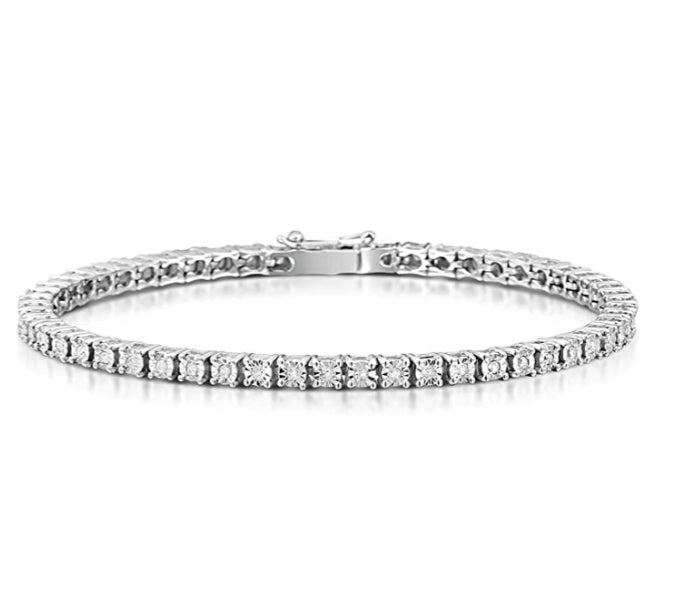 KATERIN – Pulsera Tennis de Plata 925 rodiada con Circonitas Blancas Talla Diamante, Clásico Eterno para Hombre y Mujer MADE IN ITALY