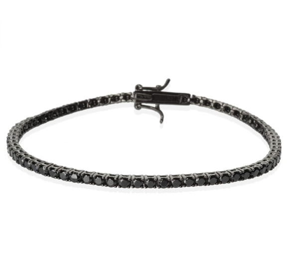 KATERIN – Pulsera de tenis | Rutenio | Circonitas Negras Talla Diamante 2,5 mm | en Plata 925 Hipoalergénica HECHO EN ITALIA