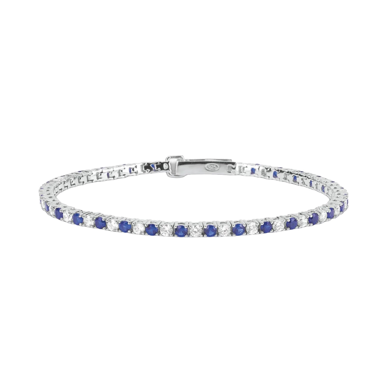 PULSERA TENIS PLATA 925 AZUL - BLANCO