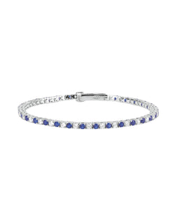 PULSERA TENIS PLATA 925 AZUL - BLANCO