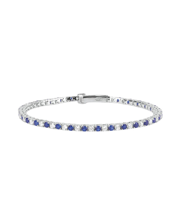 PULSERA TENIS PLATA 925 AZUL - BLANCO