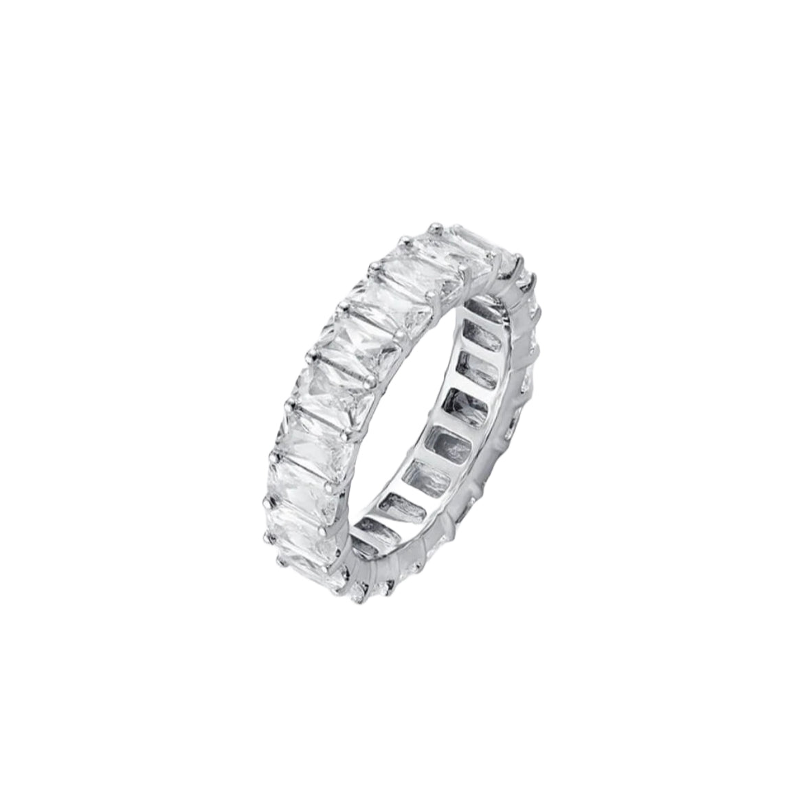 Anillo Baguette “Plata” Acero inoxidable